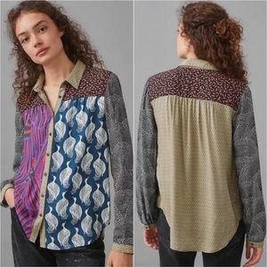 Maeve by Anthropologie Multi-Colored Print Button Down